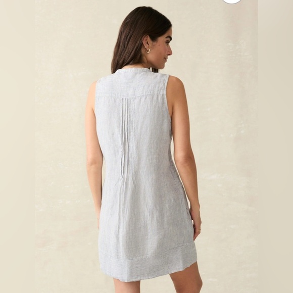 Faherty Dress Isha Mini Linen in Blue Striped XL - Picture 4 of 13